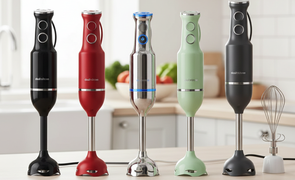 5 staafmixers op een rij