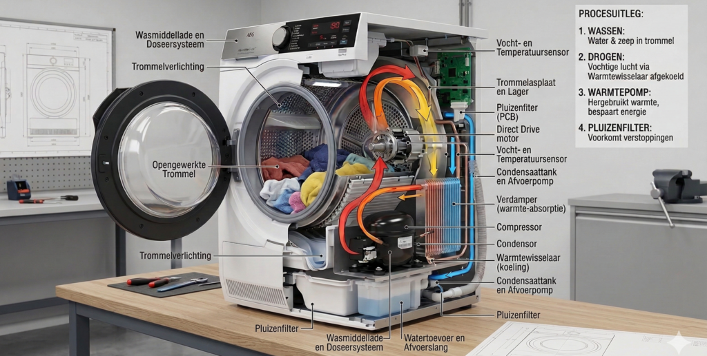 Uitleg werking wasdroogcombinatie